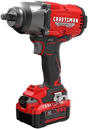 CRAFTSMAN V20 RP Impact Wrench  Cordless  Brushless  High Torque  1/2 Inch  4Ah Battery and Charger Included  CMCF940M1