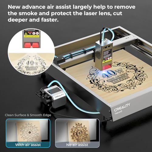 CREALITY FALCON2 40W Laser Engraver Machine with Air Assist  240W Laser Engraver and Cutter Machine for Wood Metal Crafting Customized Gift and Batch Produce