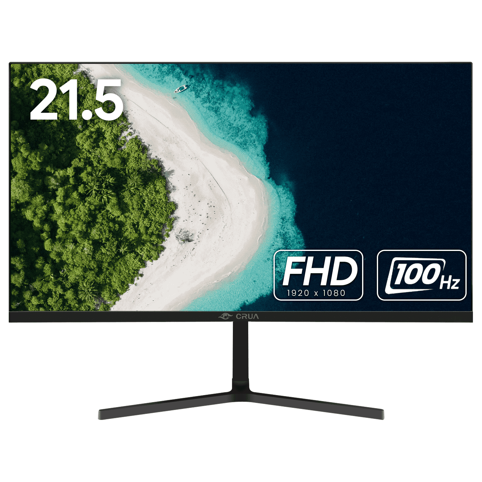 CRUA 22 inch FHD 1080P Computer Monitor   100Hz VA Panel with 3 Side Frameless Design  Eye Care Technology & VESA Mount  HDMI/VGA Ports  Black 