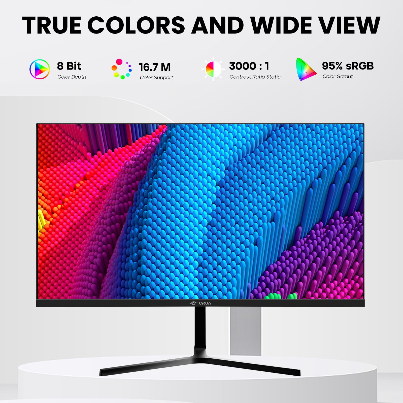 CRUA 22 inch FHD 1080P Computer Monitor   100Hz VA Panel with 3 Side Frameless Design  Eye Care Technology & VESA Mount  HDMI/VGA Ports  Black 