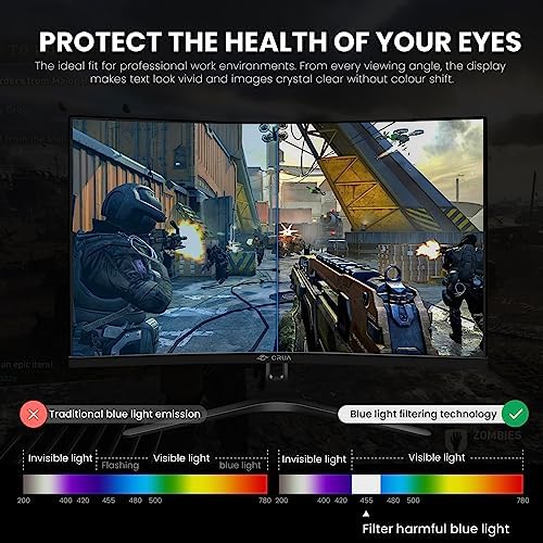 CRUA 27 Curved Gaming Monitor  FHD 1920x1080P  144Hz/180Hz Computer Monitor  1800R VA Screen  120  sRGB  AMD FreeSync  HDMI & DP  Wall Mount Install  Black