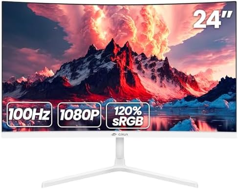 CRUA 27 Curved Gaming Monitor  FHD 1920x1080P  144Hz/180Hz Computer Monitor  1800R VA Screen  120  sRGB  AMD FreeSync  HDMI & DP  Wall Mount Install  Black
