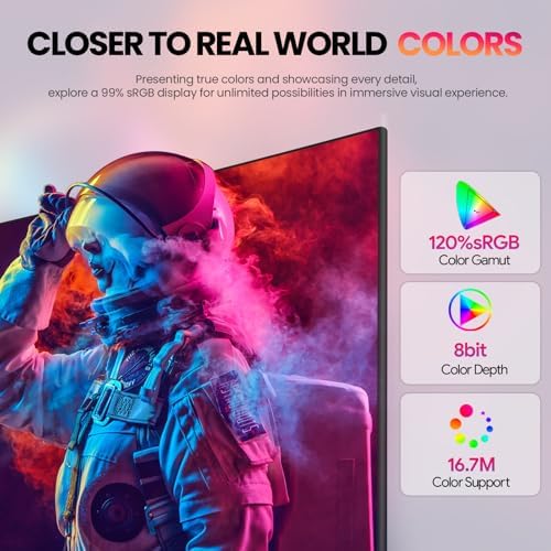 CRUA 27 Curved Gaming Monitor  FHD 1920x1080P  144Hz/180Hz Computer Monitor  1800R VA Screen  120  sRGB  AMD FreeSync  HDMI & DP  Wall Mount Install  Black