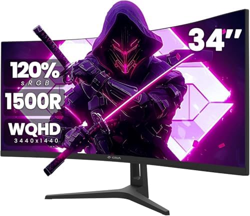 CRUA 27 Curved Gaming Monitor  FHD 1920x1080P  144Hz/180Hz Computer Monitor  1800R VA Screen  120  sRGB  AMD FreeSync  HDMI & DP  Wall Mount Install  Black