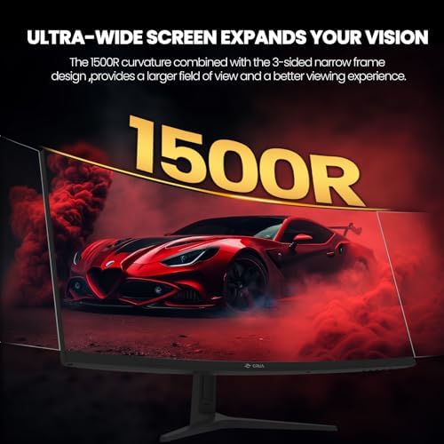 CRUA 27 Curved Gaming Monitor  FHD 1920x1080P  144Hz/180Hz Computer Monitor  1800R VA Screen  120  sRGB  AMD FreeSync  HDMI & DP  Wall Mount Install  Black