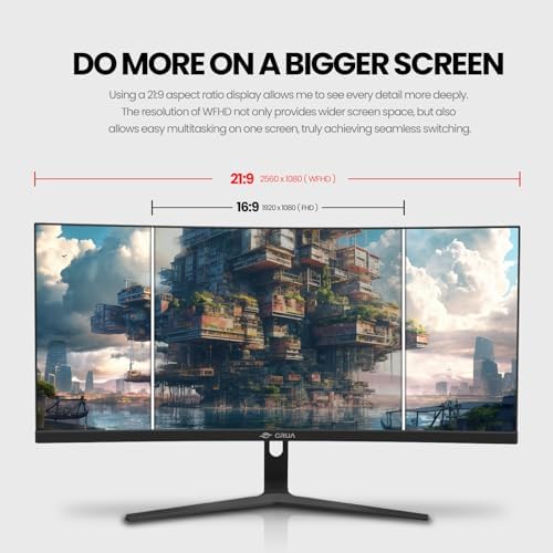 CRUA 27 Curved Gaming Monitor  FHD 1920x1080P  144Hz/180Hz Computer Monitor  1800R VA Screen  120  sRGB  AMD FreeSync  HDMI & DP  Wall Mount Install  Black