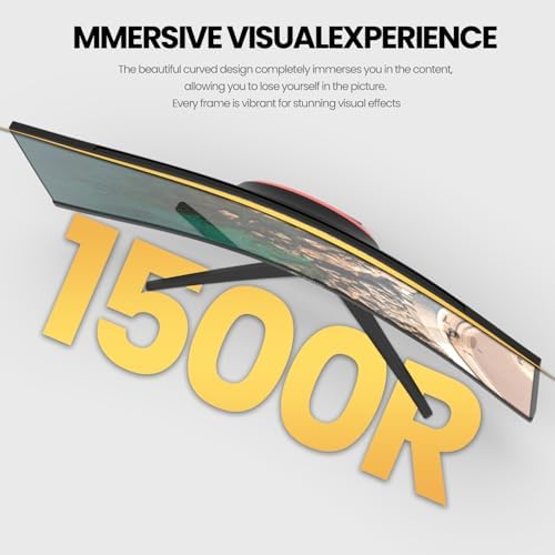 CRUA 27 Curved Gaming Monitor  FHD 1920x1080P  144Hz/180Hz Computer Monitor  1800R VA Screen  120  sRGB  AMD FreeSync  HDMI & DP  Wall Mount Install  Black