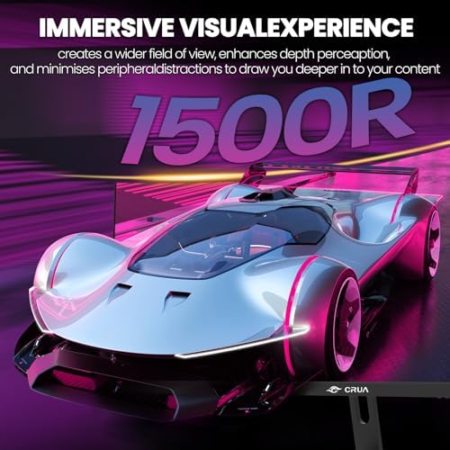 CRUA 27 Curved Gaming Monitor  FHD 1920x1080P  144Hz/180Hz Computer Monitor  1800R VA Screen  120  sRGB  AMD FreeSync  HDMI & DP  Wall Mount Install  Black