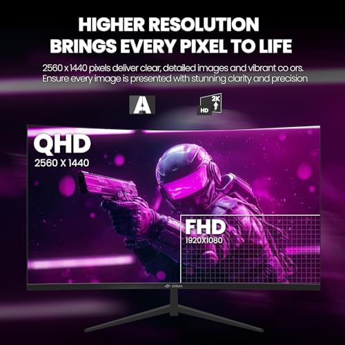 CRUA 32 Curved Gaming Monitor  2K QHD 2560x1440  144Hz/165Hz VA Display  1800R Screen  120  sRGB  AMD FreeSync  Low Blue Light  HDMI& DP  Wall Mountable PC Monitor for Gaming  Streaming & Work  Black