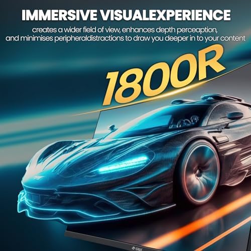 CRUA 32 Curved Gaming Monitor  2K QHD 2560x1440  144Hz/165Hz VA Display  1800R Screen  120  sRGB  AMD FreeSync  Low Blue Light  HDMI& DP  Wall Mountable PC Monitor for Gaming  Streaming & Work  Black