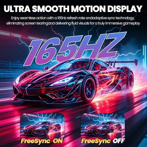 CRUA 34 Gaming Monitor 165Hz/144Hz  UWQHD 3440x1440P IPS Ultrawide Screen Computer Monitors with Built in Speakers  Supports FreeSync  120  sRGB  PIP/PBP  HDMI2 0 & DP1 4  Wall Mount&Tilt Adjustable