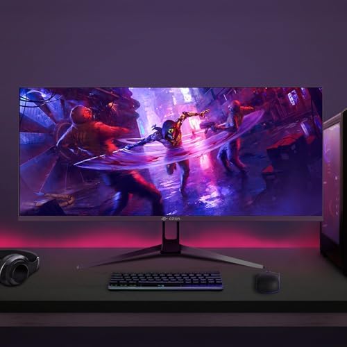 CRUA 34 Gaming Monitor 165Hz/144Hz  UWQHD 3440x1440P IPS Ultrawide Screen Computer Monitors with Built in Speakers  Supports FreeSync  120  sRGB  PIP/PBP  HDMI2 0 & DP1 4  Wall Mount&Tilt Adjustable
