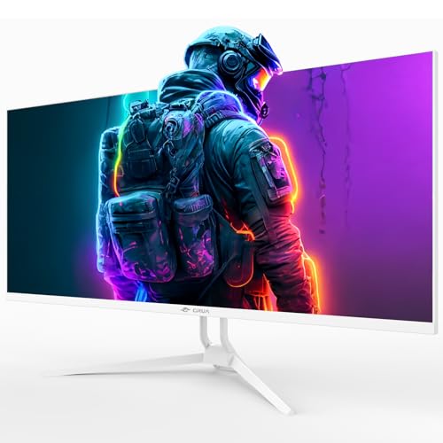 CRUA 34 Ultrawide Gaming Monitor 120HZ  21 9 WFHD 2560X1080 IPS Panel Computer Monitors with Built in Speakers  Support AMD FreeSync  120  sRGB  DP1 4 & HDMI1 4  Wall Mountable Installs White