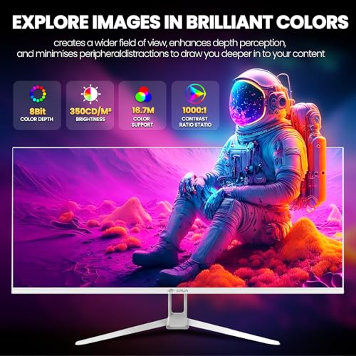 CRUA 34 Ultrawide Gaming Monitor 120HZ  21 9 WFHD 2560X1080 IPS Panel Computer Monitors with Built in Speakers  Support AMD FreeSync  120  sRGB  DP1 4 & HDMI1 4  Wall Mountable Installs White