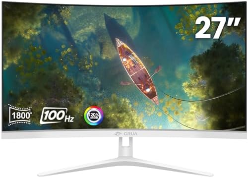 CRUA 49 Curved Gaming Monitor   DQHD 5120   1440   144Hz/165Hz  1500R  32 9  AMD FreeSync  120  sRGB  Height Adjustable Ultra Wide Screen Monitors  HDMI 2 1 & DP 1 4  Wall Mount Install  Black
