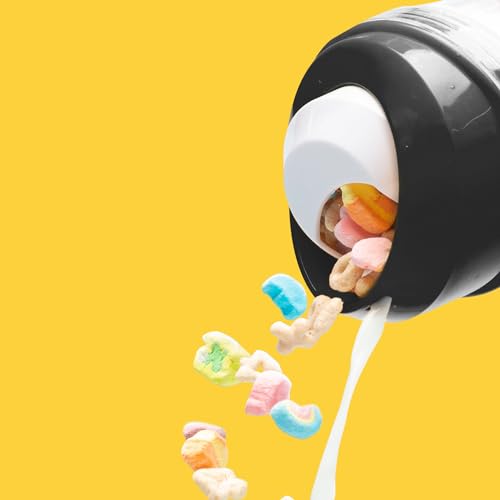CRUNCHCUP XL Black   Portable Plastic Cereal Cups for Breakfast On the Go  To Go Cereal and Milk Container for your favorite Breakfast Cereals  No Spoon or Bowl Required