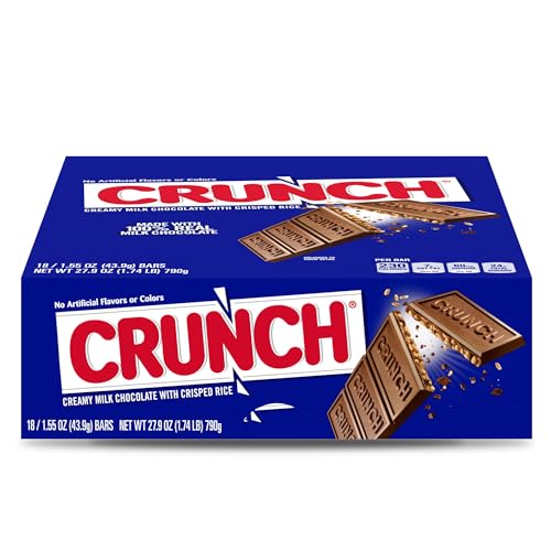 CRUNCH  Bulk 18 Pack  Milk Chocolate and Crisped Rice  Full Size Individually Wrapped Candy Bars  1 55 oz Each