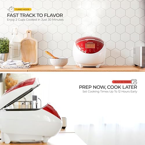 CUCKOO Micom Rice Cooker 6 Cup Uncooked / 12 Cup Cooked  Fuzzy Logic Rice Maker with Delay Timer & Keep Warm Setting  Versatile Food Steamer for Cooking  Non Stick Inner Pot  Red  CR 0655F 