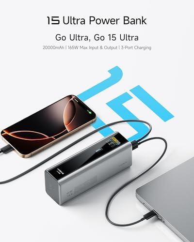 CUKTECH 15 Ultra Power Bank for Laptop  20 000mAh 140W Portable Charger  Smart Display  External Battery for Outdoor Work and Travel  for iPhone 16/15  MacBook  Samsung  and More  Flight Approved 