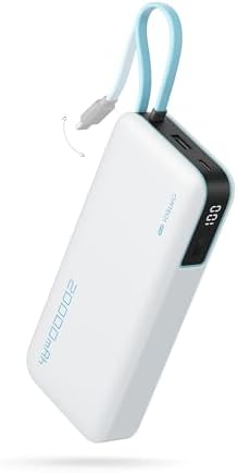 CUKTECH 45W Power Bank 20000mAh  Portable Travel Charger Built in USB C Cable  Fast Charging Battery Pack for iPhone 16/15/14/13  iPad  Samsung Galaxy  Google Pixel  Android and More  Gray