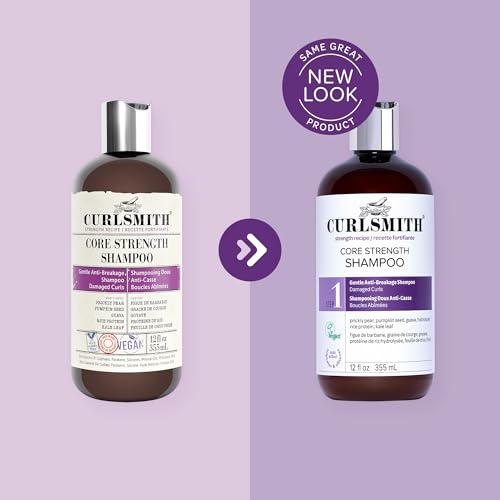 CURLSMITH Core Strength Shampoo   Strengthening Shampoo for Curly Hair  A Gentle Daily Cleanser for Weak Curls  For All Curl Types  Vegan & Cruelty Free