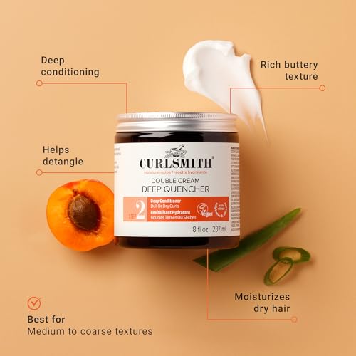 CURLSMITH Double Cream Deep Quencher   Deep Conditioning Mask for Curls  Hydrating and Detangling  For All Curl Types  Vegan & Cruelty Free