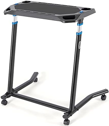 CXWXC Indoor Cycling Desk   Adjustable Height Bike Deak Laptop Stand Non Slip Surface   Portable Bike Trainer Fitness Desk with Lockable Wheels