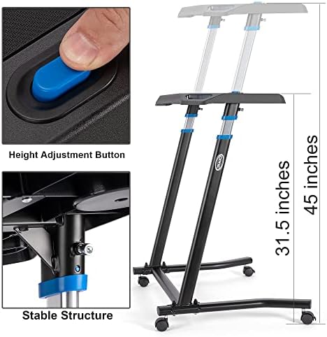 CXWXC Indoor Cycling Desk   Adjustable Height Bike Deak Laptop Stand Non Slip Surface   Portable Bike Trainer Fitness Desk with Lockable Wheels