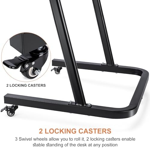 CXWXC Indoor Cycling Desk - Adjustable Height Bike Deak Laptop Stand Non-Slip Surface - Portable Bike Trainer Fitness Desk with Lockable Wheels