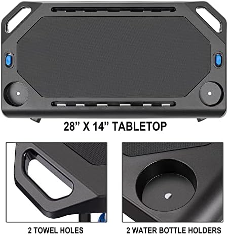 CXWXC Indoor Cycling Desk - Adjustable Height Bike Deak Laptop Stand Non-Slip Surface - Portable Bike Trainer Fitness Desk with Lockable Wheels