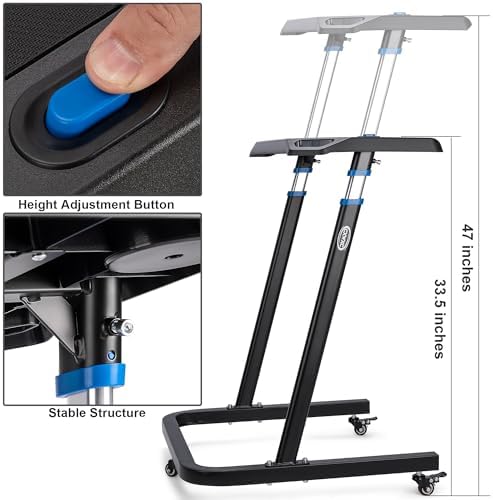CXWXC Indoor Cycling Desk - Adjustable Height Bike Deak Laptop Stand Non-Slip Surface - Portable Bike Trainer Fitness Desk with Lockable Wheels