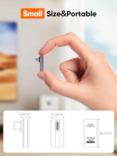 CableCreation 90 Degree USB C Adapter  Right Angle USB C Male to Female Adapter 40Gbps 240W Compatible with Steam Deck  ROG Ally  Switch  Notebook  PC  Tablet  Phone and More  Middle Angle