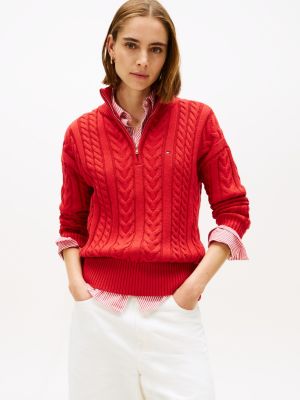 Cable Knit Quarter Zip Sweater