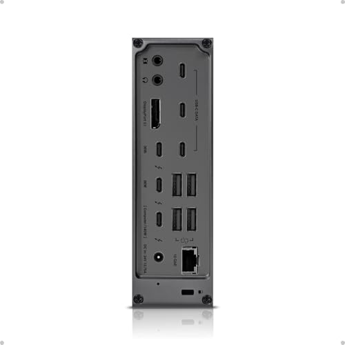 CalDigit TS5 Plus   20 Port Thunderbolt 5 Dock  140W Charging  3X 80Gb/s Thunderbolt 5  10x 10Gb/s USB Ports  Dual USB Controllers  10GbE  Up to Dual 8K 60Hz Displays  1 0m Braided Cable  330W PSU