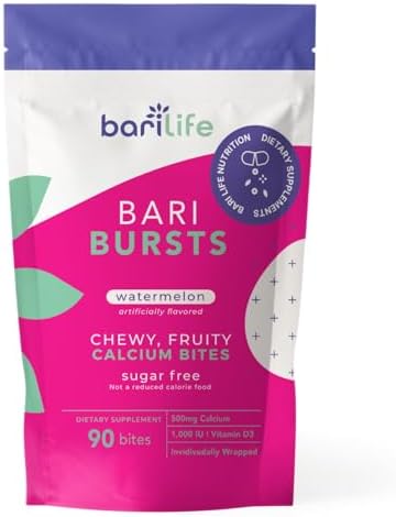 Calcium Citrate Bariatric Calcium Chews with 1000 IU Vitamin D3   Ideal for Bariatric Patients   BariBurst by Bari Life  Watermelon 