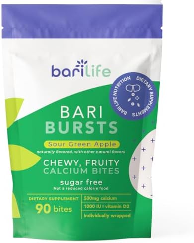 Calcium Citrate Bariatric Calcium Chews with 1000 IU Vitamin D3   Ideal for Bariatric Patients   BariBurst by Bari Life  Watermelon 