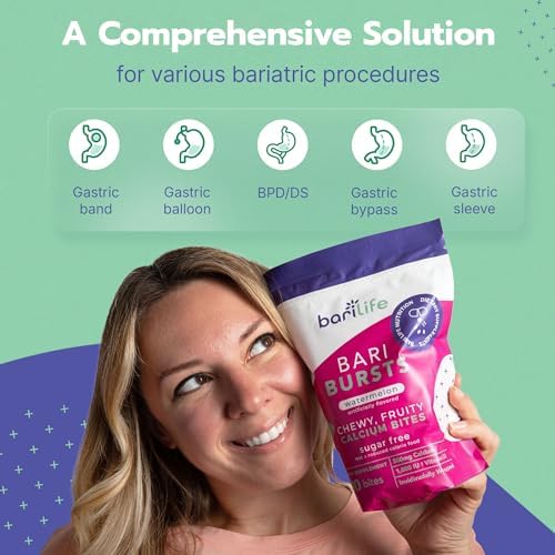 Calcium Citrate Bariatric Calcium Chews with 1000 IU Vitamin D3   Ideal for Bariatric Patients   BariBurst by Bari Life  Watermelon 
