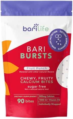 Calcium Citrate Bariatric Calcium Chews with 1000 IU Vitamin D3   Ideal for Bariatric Patients   BariBurst by Bari Life  Watermelon 