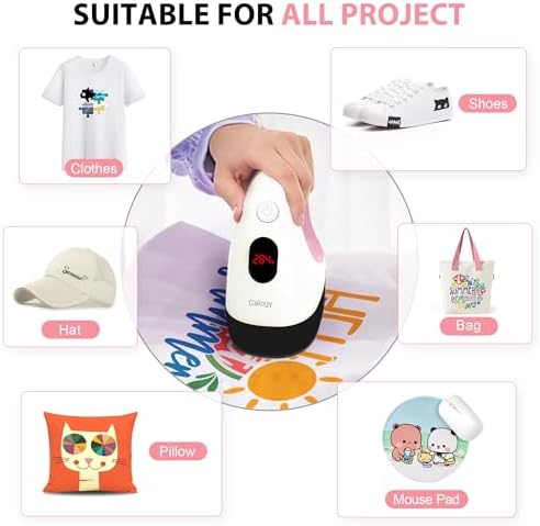 Calogy Mini Heat Press  Heat Transfer Machine  Constant Temp Control  Insulated Safety Base  Fits for Crafts  T Shirt  Hat  Cap  Pillows White Pink 