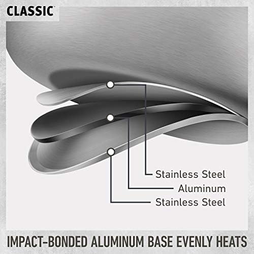 Calphalon Classic Stainless Steel Cookware Set  10 Piece  Impact Bonded Aluminum Base  Stay Cool Handles  Oven Safe 450F  Silver