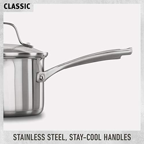Calphalon Classic Stainless Steel Cookware Set  10 Piece  Impact Bonded Aluminum Base  Stay Cool Handles  Oven Safe 450F  Silver