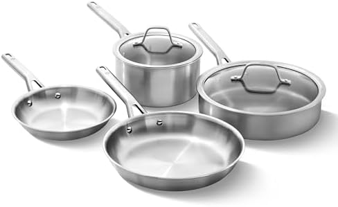 Calphalon Classic Stainless Steel Cookware Set  10 Piece  Impact Bonded Aluminum Base  Stay Cool Handles  Oven Safe 450F  Silver