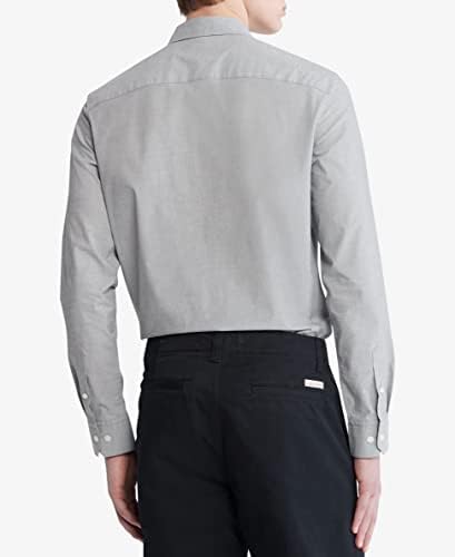 Calvin Klein Mens Stretch Cotton Monogram Logo Button Down Shirt