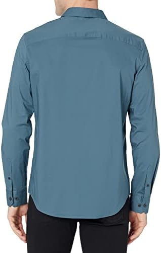 Calvin Klein Mens Stretch Cotton Monogram Logo Button Down Shirt