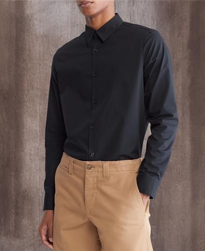 Calvin Klein Mens Stretch Cotton Monogram Logo Button Down Shirt