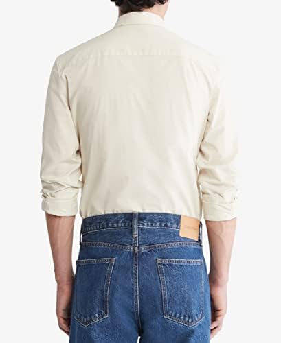 Calvin Klein Mens Stretch Cotton Monogram Logo Button Down Shirt