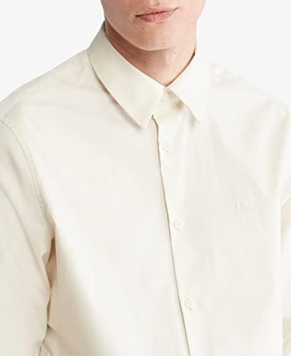 Calvin Klein Mens Stretch Cotton Monogram Logo Button Down Shirt