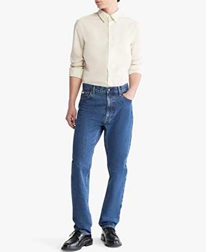 Calvin Klein Mens Stretch Cotton Monogram Logo Button Down Shirt