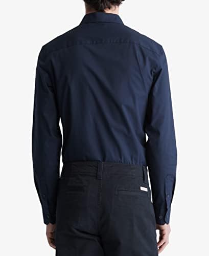 Calvin Klein Mens Stretch Cotton Monogram Logo Button Down Shirt