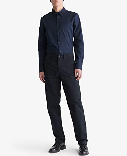 Calvin Klein Mens Stretch Cotton Monogram Logo Button Down Shirt